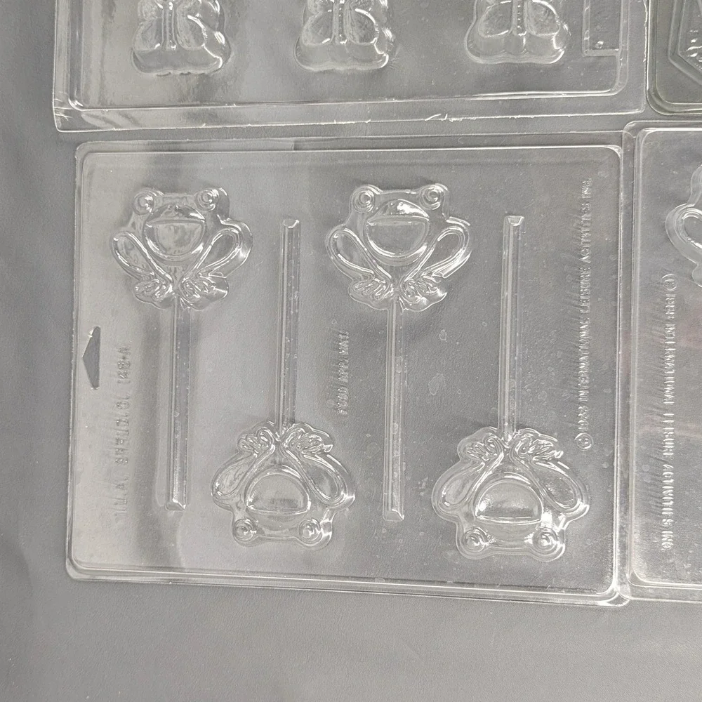Vintage Plastic Chocolate Candy Mold Lot Butterfly Frog Syringe Block Croc
